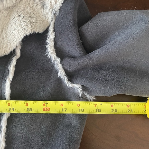 Lole Gray Faux Suede Leather Patch Sherpa Fur Lined Jacket Parka - Women's Sz S - Picture 3 of 12